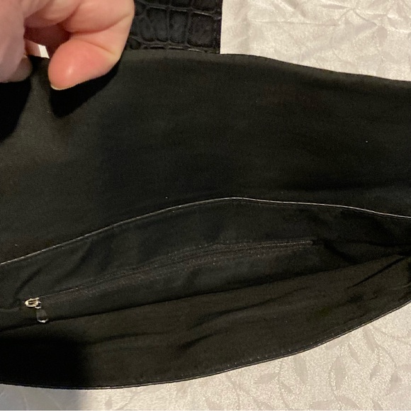 BLACK CLUTCH BAG SNAP TEXTURED PURSE - Picture 6 of 6